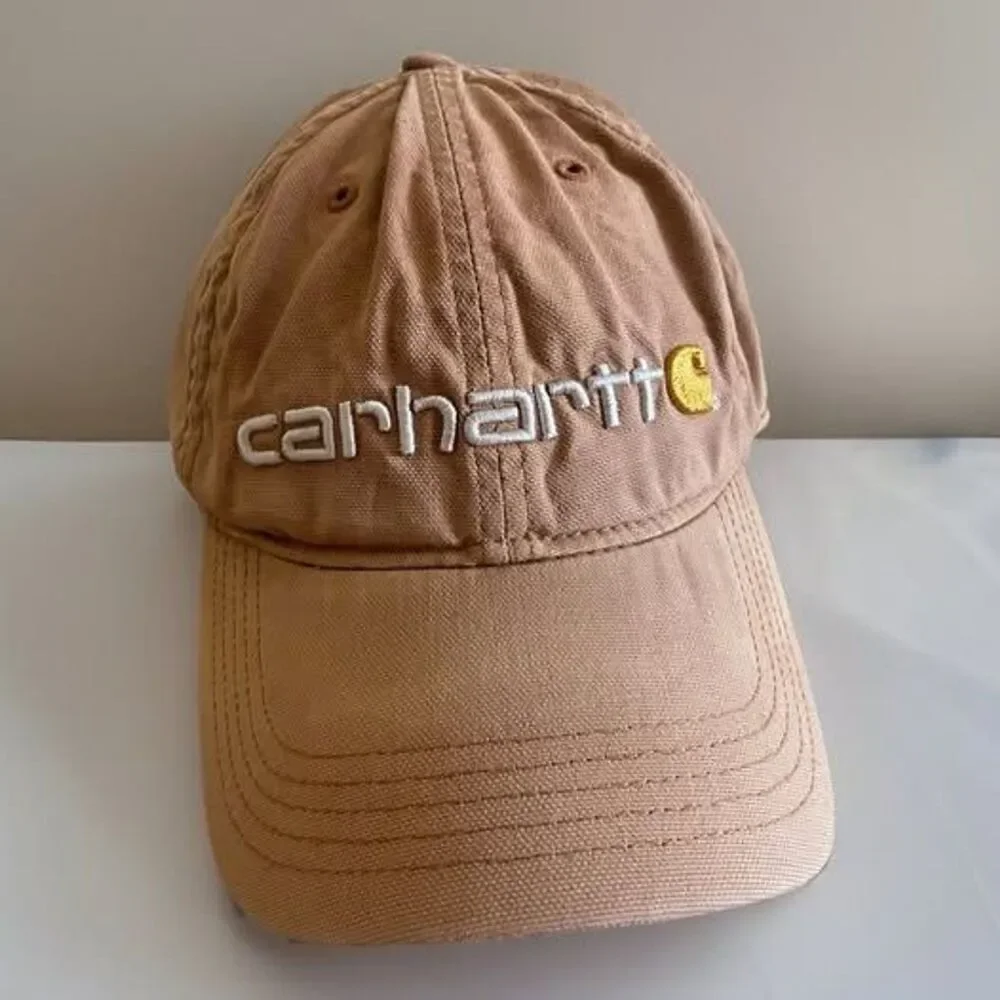 Vintage Carhartt Baseball Style Cap Hat Brown Beige  Y2K